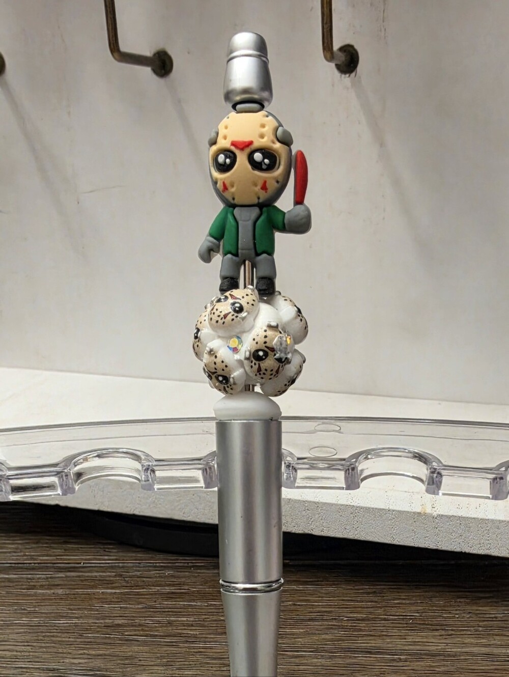 Friday the 13th Jason Hockey Mask Beadable Pen- Free Refill Included - Picture 2 of 3